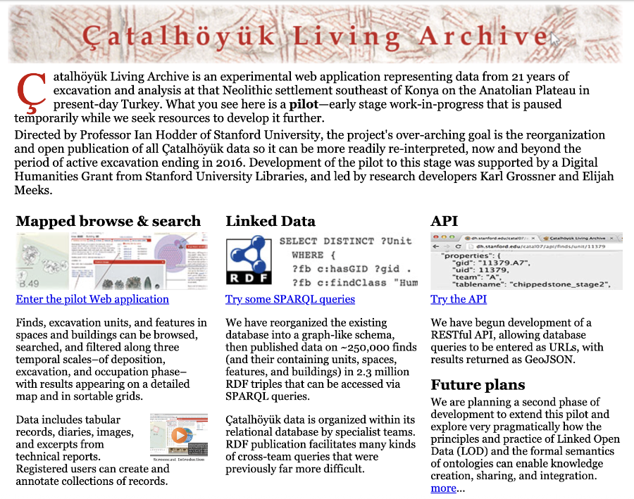 Catalhöyük Living Archive home page (retired)