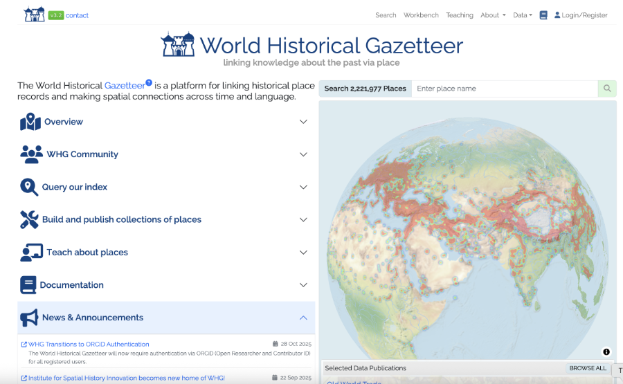 World Historical Gazetteer home page